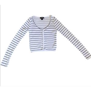 Striped long sleeve button top